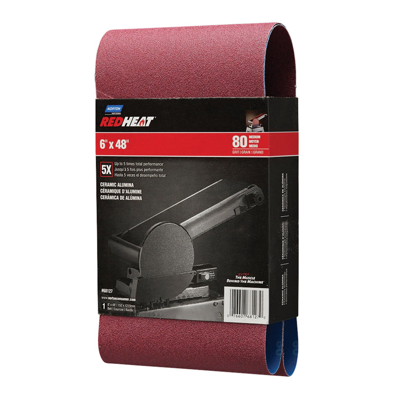 Redheat Ceramic Sanding Belt - Size:6" x 48" - Grit:80 Grit